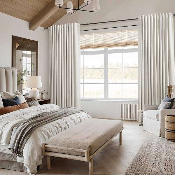 Guken Cream Linen Blackout Curtains 84 Inch Length 2 Panels Set for Living Room Bedroom Back Tab Thermal Insulated 100% Black Out Drapes Room Darkening Window Curtain Ivory Natural Beige - Image 8
