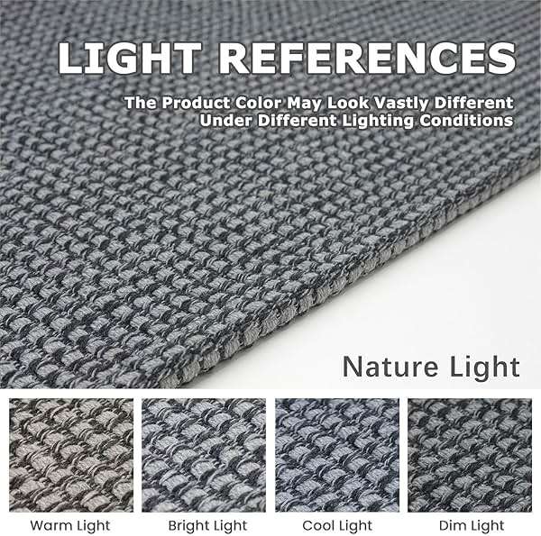 KOZYFLY Rugs for Entryway 3x5 ft Washable Area Rug Non Slip Rubber Backed Entry Rug Woven Indoor Door Mat Cotton Kitchen Rugs Floor Carpet for Entryway, Foyer, Backdoor, Grey/Dark Grey - Image 3
