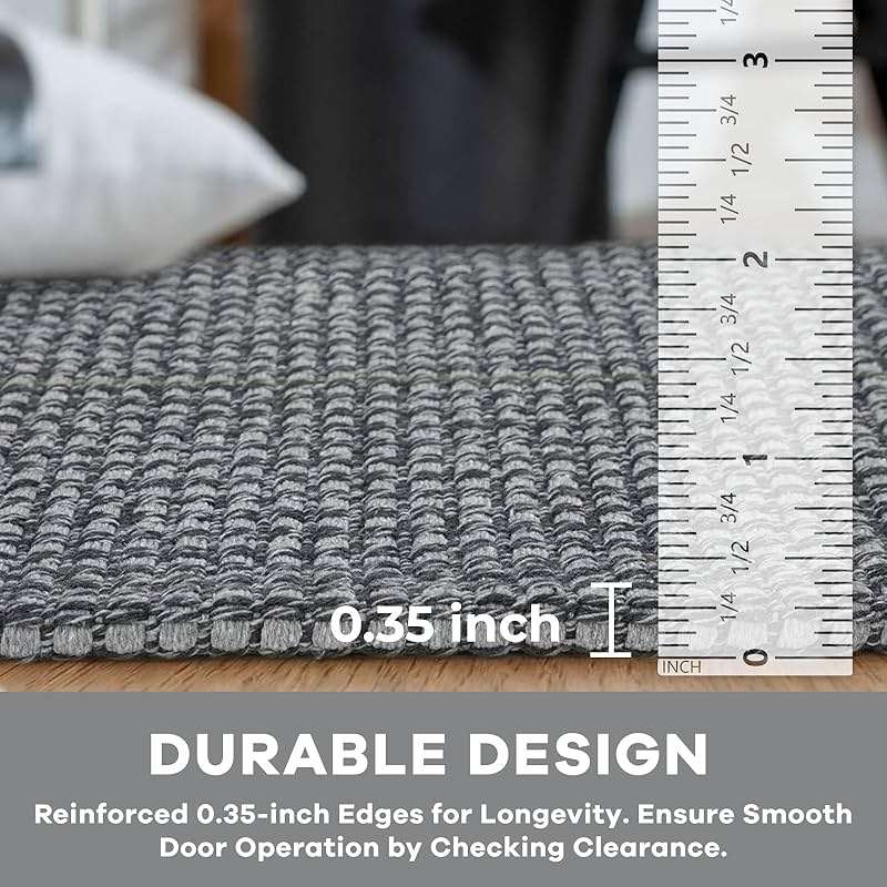 KOZYFLY Rugs for Entryway 3x5 ft Washable Area Rug Non Slip Rubber Backed Entry Rug Woven Indoor Door Mat Cotton Kitchen Rugs Floor Carpet for Entryway, Foyer, Backdoor, Grey/Dark Grey - Image 4