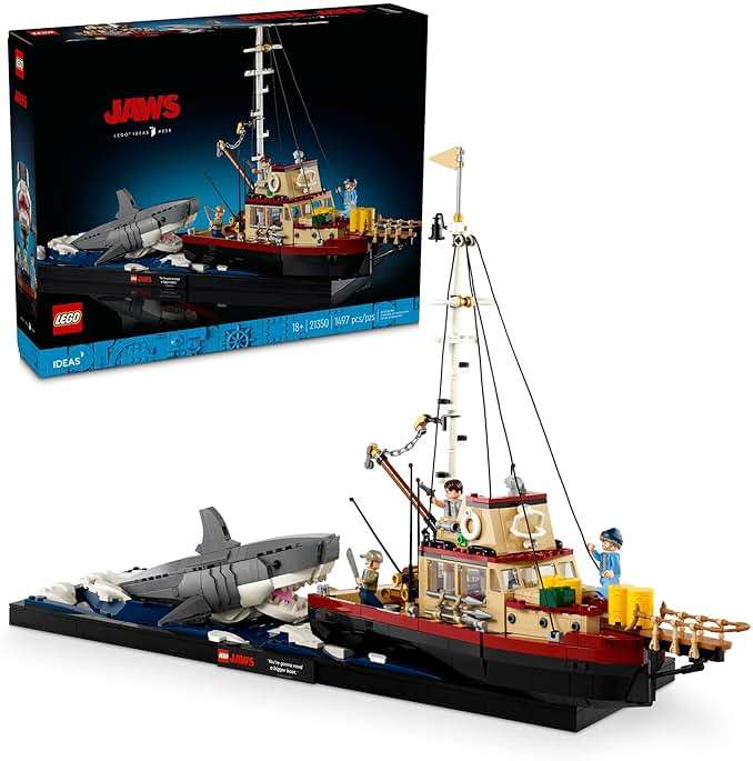 LEGO Ideas Jaws Set - Diorama Kit for Fans of The Classic Movie - Shark Toy - Movie Memorabilia Gift for Adults - Includes Orca Boat and Chief Brody, Hooper and Quint Minifigures - 21350 - Image 1