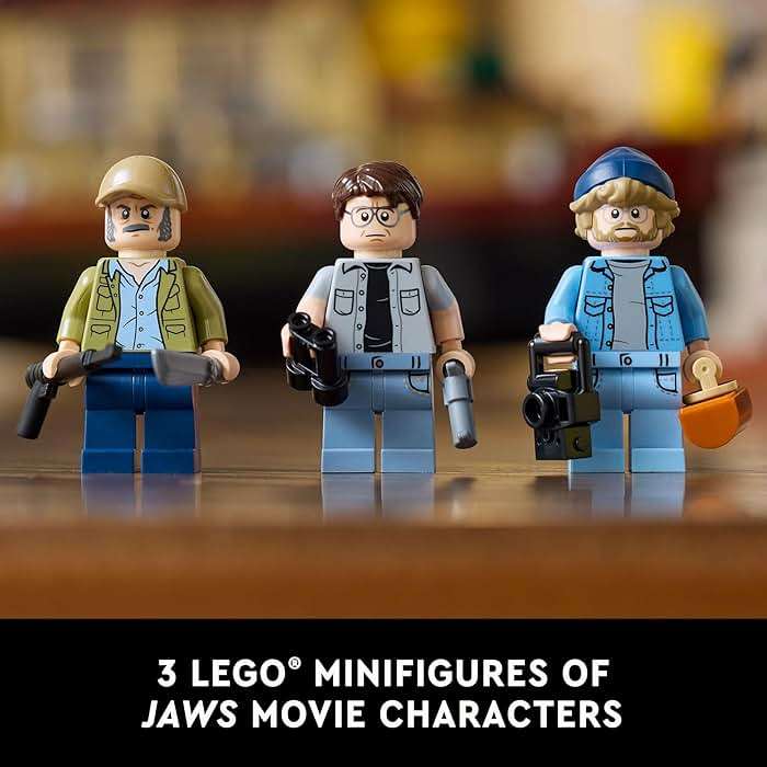 LEGO Ideas Jaws Set - Diorama Kit for Fans of The Classic Movie - Shark Toy - Movie Memorabilia Gift for Adults - Includes Orca Boat and Chief Brody, Hooper and Quint Minifigures - 21350 - Image 3