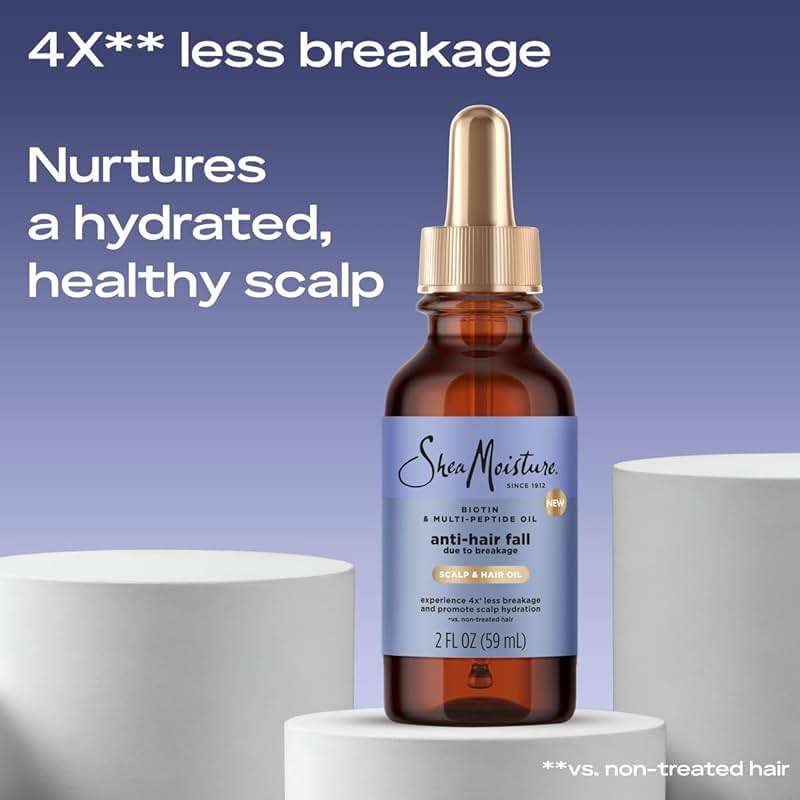 Shea Moisture Scalp & Hair Oil Anti-Hair Fall for Healthy Looking Hair and Moisturized Scalp, with Biotin & Multi-Peptide ScalpBoost Technology, 2 oz - Image 3