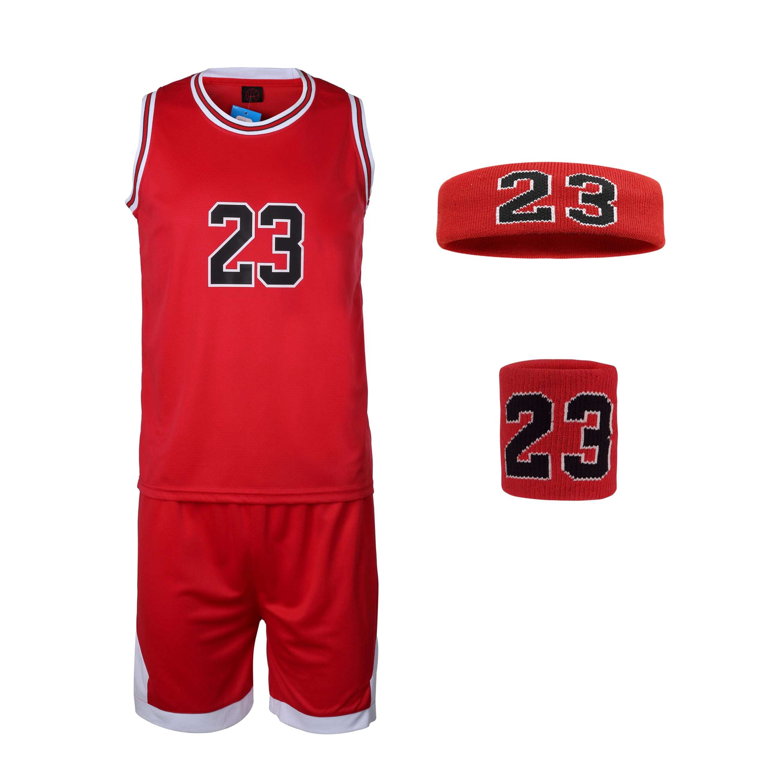 #23 Boys Basketball Jersey Set with Headband and Wristband Basketball Tank Top Shorts Sport Suit Gift for Fans Teens Youths - Image 1