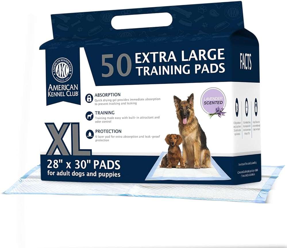 American Kennel Club Scented Puppy Training Pads with Ultra Absorbent Quick Dry Gel – 28 x 30 Pee Pads for Dogs - Lavender Scented - 50 Count - Image 1
