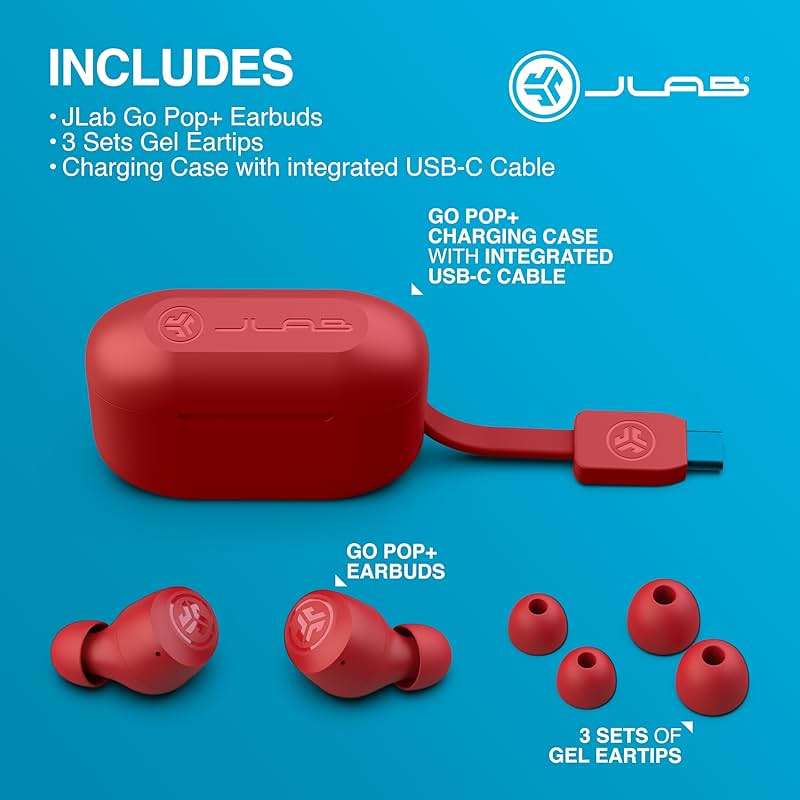 JLab Go Air Pop+ True Wireless Earbuds, Bluetooth 5.3 in Ear Headphones with Microphone, 35H Playtime, USB-C Charging Case, Dual Connect, EQ3 Sound, Rose - Image 7