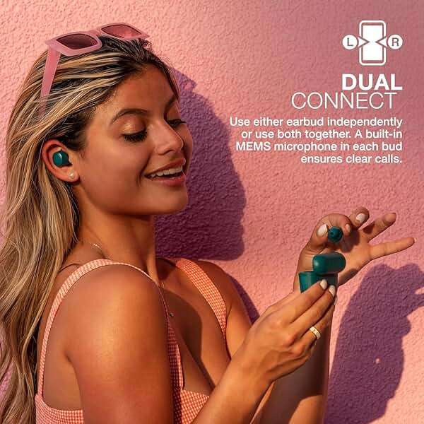 JLab Go Air Pop+, True Wireless Earbuds, Bluetooth Earbuds with Microphone, Dual Connect, USB-C Charging Case, Teal - Image 5