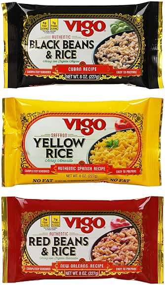 Vigo Authentic Rice Variety Pack, Low Fat, 8oz Pack of 3 (Saffron Yellow Rice, Red Beans & Rice, and Black Beans & Rice) - Image 1