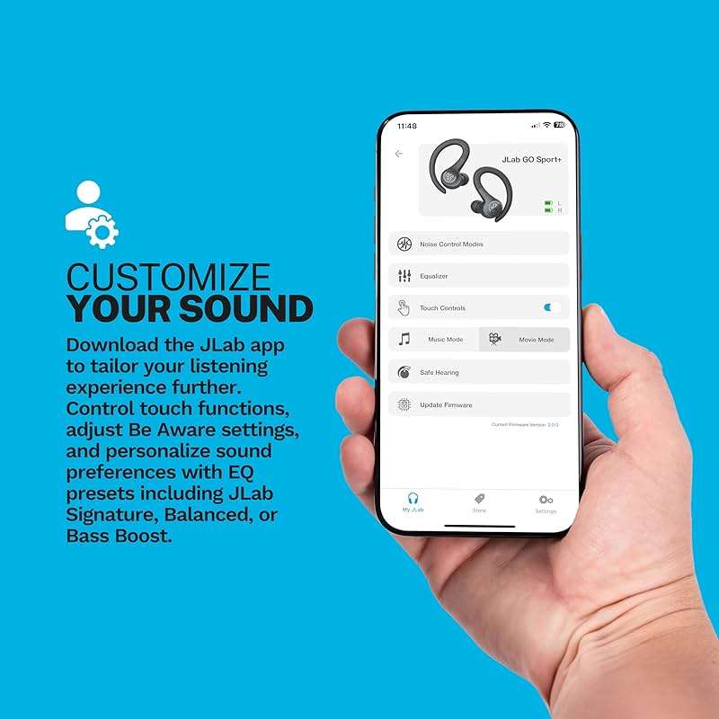 JLab Go Sport+ Wireless Workout Earbuds Featuring C3 Clear Calling, Secure Earhook Sport Design, 35+ Hour Bluetooth Playtime, and 3 EQ Sound Settings (Teal) - Image 2