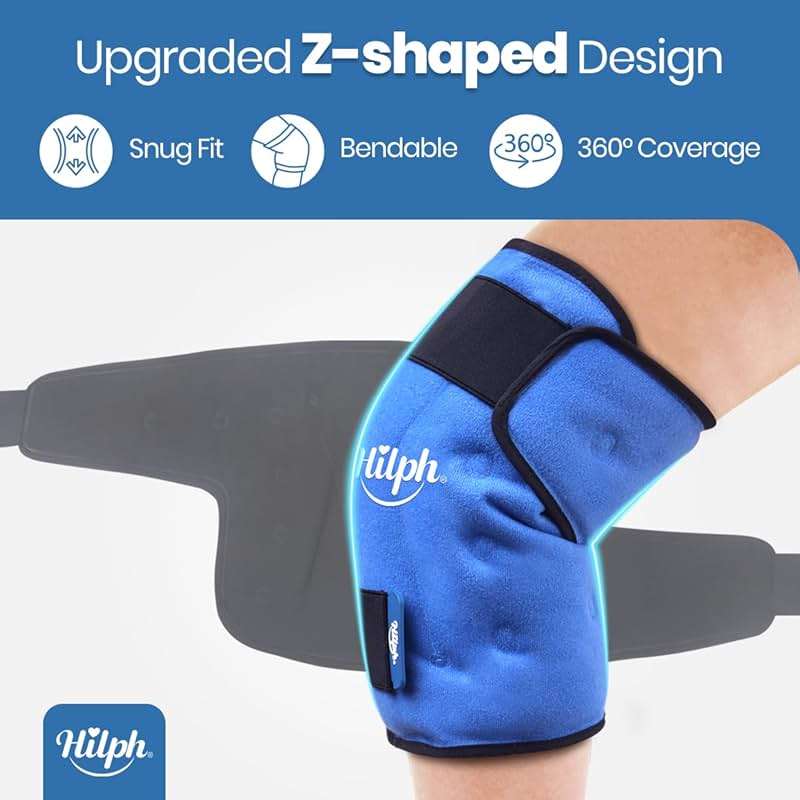 Hilph Knee Ice Pack for Replacement Surgery - Bendable & Adjustable Hot Cold Therapy Gel Ice Pack Wrap Around Entire Knee for Injuries, Swelling, Meniscus Tear, ACL, Easy to Wear, Blue - Image 3