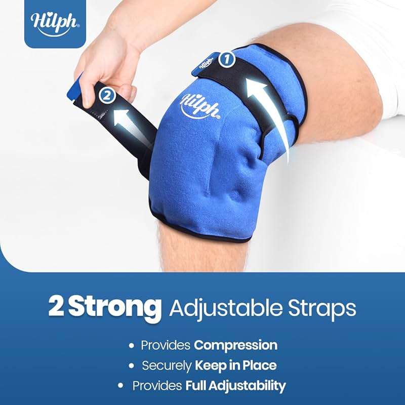 Hilph Knee Ice Pack for Replacement Surgery - Bendable & Adjustable Hot Cold Therapy Gel Ice Pack Wrap Around Entire Knee for Injuries, Swelling, Meniscus Tear, ACL, Easy to Wear, Blue - Image 5