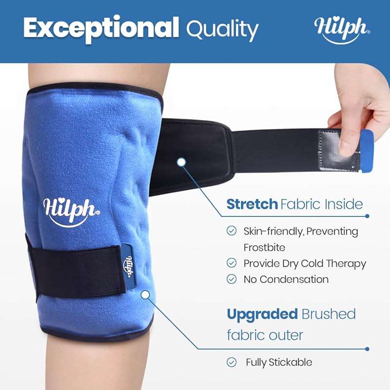 Hilph Knee Ice Pack for Replacement Surgery - Bendable & Adjustable Hot Cold Therapy Gel Ice Pack Wrap Around Entire Knee for Injuries, Swelling, Meniscus Tear, ACL, Easy to Wear, Blue - Image 6