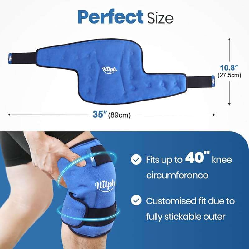 Hilph Knee Ice Pack for Replacement Surgery - Bendable & Adjustable Hot Cold Therapy Gel Ice Pack Wrap Around Entire Knee for Injuries, Swelling, Meniscus Tear, ACL, Easy to Wear, Blue - Image 7