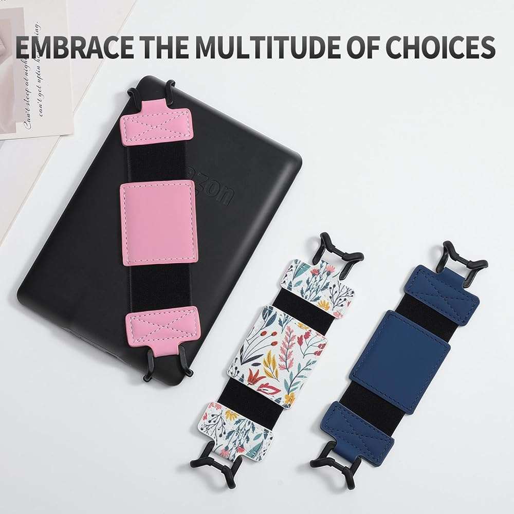 MoKo Soft Hand Strap for 6-8" Kindle eReaders Fire Tablet Kindle/Kobo/Voyaga/Lenovo/Sony Kindle E-Book Tablet, Black High-Elasticity Versatile Hand Strap Lightweight Finger Grip Holder, Flowers - Image 7