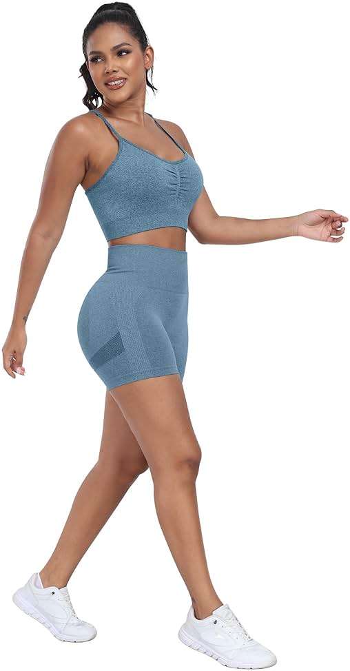 ATHVOTAR Workout Gym Biker Shorts Women: High Waisted Seamless Sports Running Butt Lifting Shorts Sets - Image 4