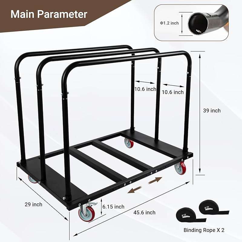 Eastrexon Folding Table Cart, Heavy Duty Table Dolly w/ 5" PU Swivel Wheels, Drywall Dolly Cart w/ 1800 LBS & 10 Table Capacity for Party Events, Hotel, Factory, Warehouse, (45.6" L x 29" W x 39" H) - Image 3