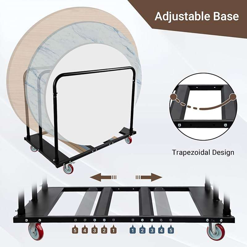Eastrexon Folding Table Cart, Heavy Duty Table Dolly w/ 5" PU Swivel Wheels, Drywall Dolly Cart w/ 1800 LBS & 10 Table Capacity for Party Events, Hotel, Factory, Warehouse, (45.6" L x 29" W x 39" H) - Image 4