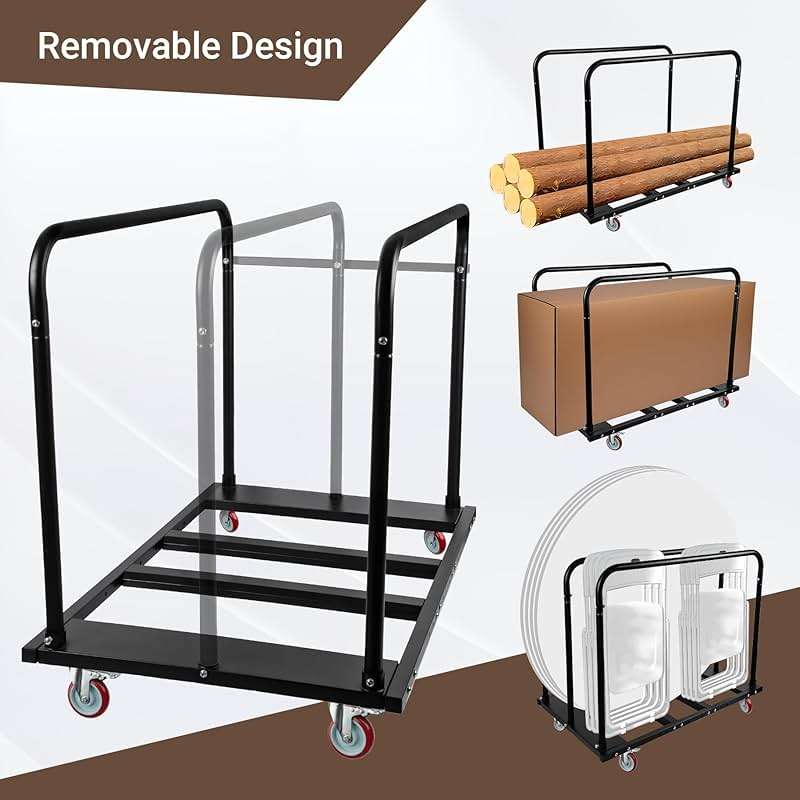 Eastrexon Folding Table Cart, Heavy Duty Table Dolly w/ 5" PU Swivel Wheels, Drywall Dolly Cart w/ 1800 LBS & 10 Table Capacity for Party Events, Hotel, Factory, Warehouse, (45.6" L x 29" W x 39" H) - Image 5
