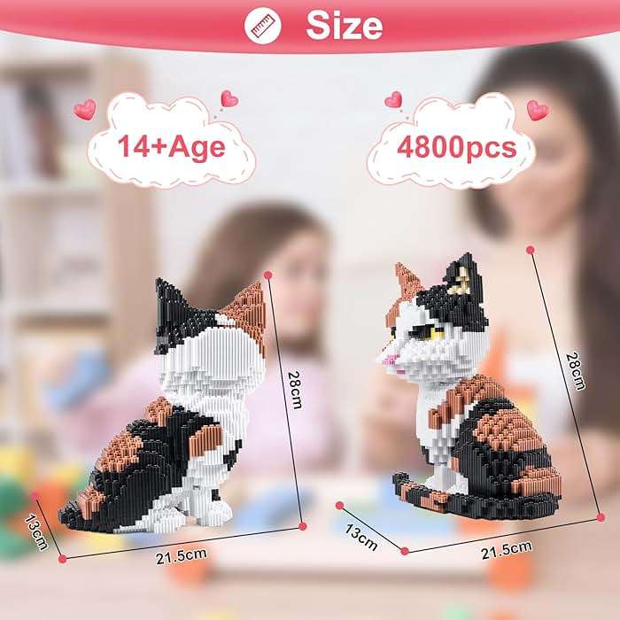 AHZILEI Cat Building Blocks Sets 3D Puzzles Toys Ornaments, 4800pcs Particle Building Blocks, Improve Thinking Concentration, Kids Toys Gifts - Image 3