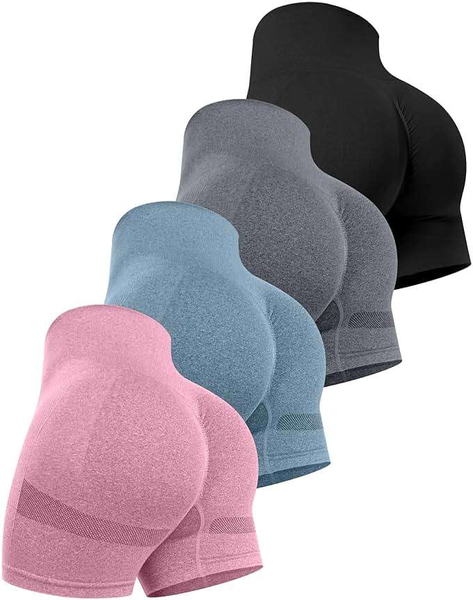 CHRLEISURE Workout Shorts Sets for Women, High Waisted Gym Butt Lifting Scrunch Butt Seamless Shorts - Image 1