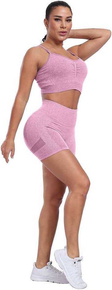 CHRLEISURE Workout Shorts Sets for Women, High Waisted Gym Butt Lifting Scrunch Butt Seamless Shorts - Image 4