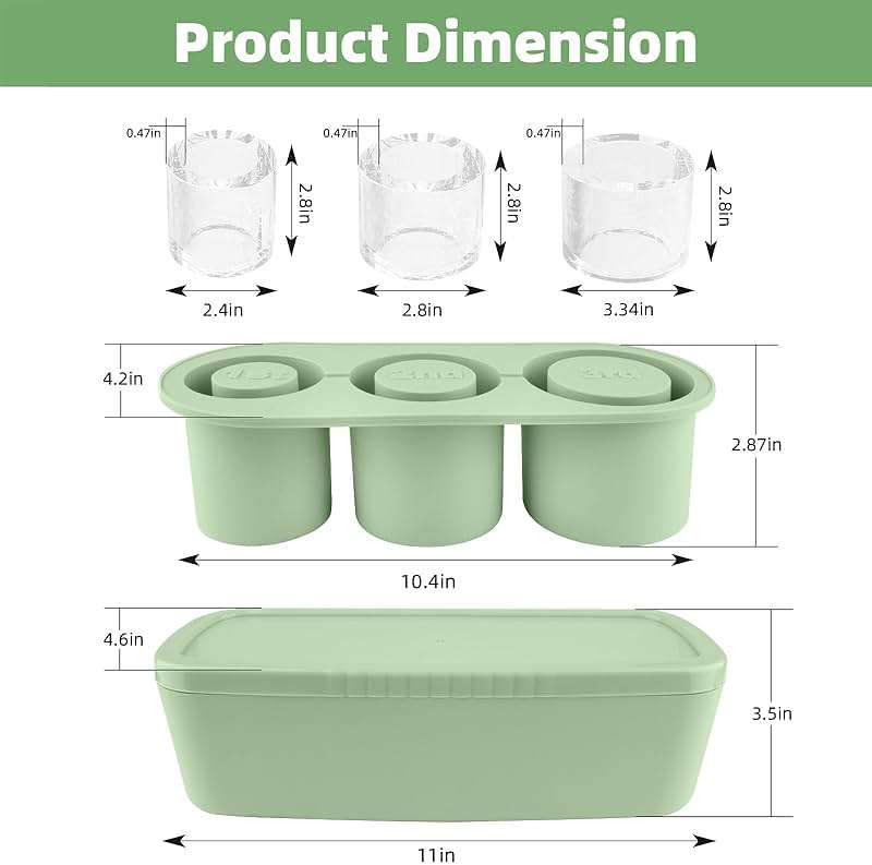 Fu Store Ice Cube Tray for Stanley Cup 30-40 oz Tumbler 3pcs Silicone Ice Cube Molds With Lid and Bin for Chilling Cocktails Whiskey Drinks Juice Coffee Easy Fill and Release Ice Maker - Image 2