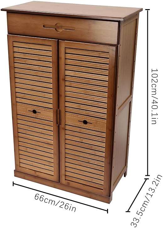 WUSILILU 5 Tier Shoe Cabinet with Drawer, Bamboo Shoe Cabinet Organizer with Door, Retro Entryway Shoe Storage Cabinet for Closet, Living Room, Bedroom, Hallway, Doorway - Image 3