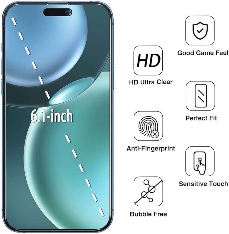 Bencuku (2 Pack) Privacy Screen Protector for iPhone 15 Pro 6.1 Inch Anti Spy Private Tempered Glass, Anti Scratch, Bubble Free - Image 2