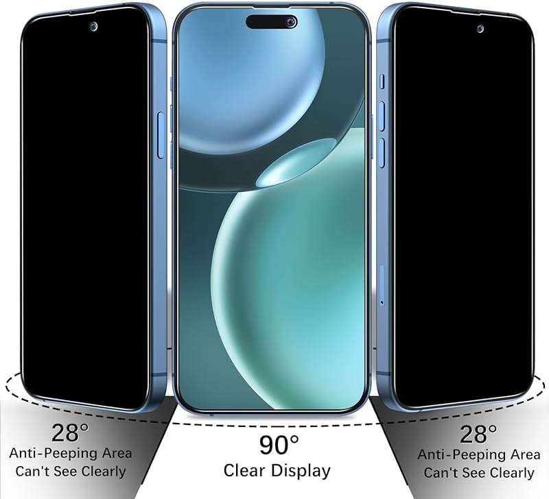 Bencuku (2 Pack) Privacy Screen Protector for iPhone 15 Pro 6.1 Inch Anti Spy Private Tempered Glass, Anti Scratch, Bubble Free - Image 3