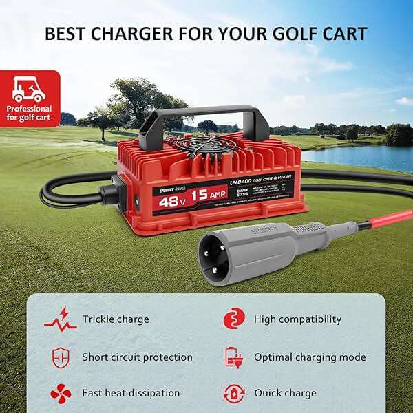 EPOWREY 15 AMP 48 Volt Golf Carts Battery Charger for Club Car 3-Pin Round Plug,for Lead Acid Battery - Image 2
