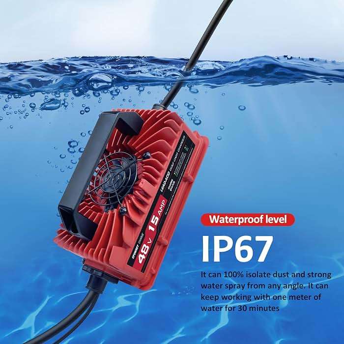 EPOWREY 15 AMP 48 Volt Golf Carts Battery Charger for Club Car 3-Pin Round Plug,for Lead Acid Battery - Image 3