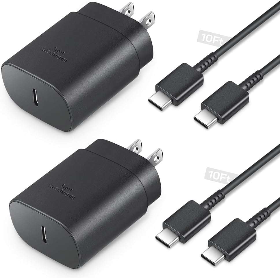 25W Type C Charger Fast Charging 10 ft, USB C Charger Block & Android Phone Chargers Cord 10 Foot for Galaxy S25 Ultra/S25/S25+/S24 Ultra/S24/S24+/S23/S22 Ultra - Image 1