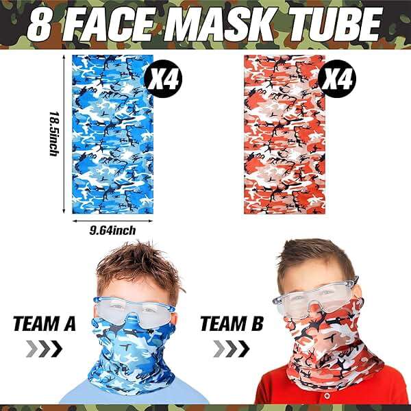 Sosation 8 Sets Kids Tactical Vest Compatible with Nerf Party Favor Accessories, Face Mask Wrist Ammo Holder Toy Gift Supplies Boys (Orange and Blue) - Image 4