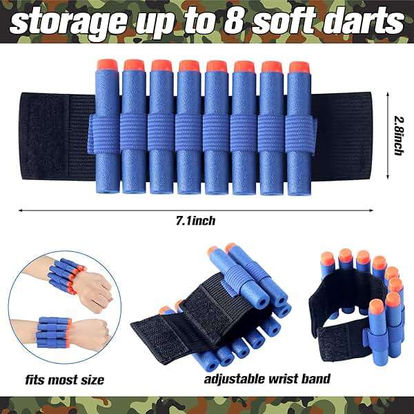 Sosation 8 Sets Kids Tactical Vest Compatible with Nerf Party Favor Accessories, Face Mask Wrist Ammo Holder Toy Gift Supplies Boys (Orange and Blue) - Image 6