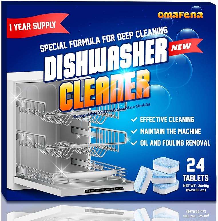 OmaFena Dishwasher Cleaner and Deodorizer Tablet -24Tablets Deep Cleaning Descaler for Dishwasher Machine - Remove Limescale,Odor,Smell,Mineral Buildup - Image 1