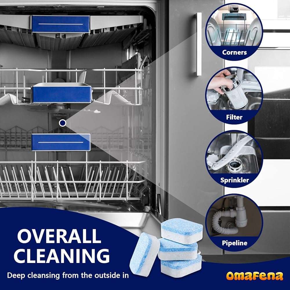 OmaFena Dishwasher Cleaner and Deodorizer Tablet -24Tablets Deep Cleaning Descaler for Dishwasher Machine - Remove Limescale,Odor,Smell,Mineral Buildup - Image 3