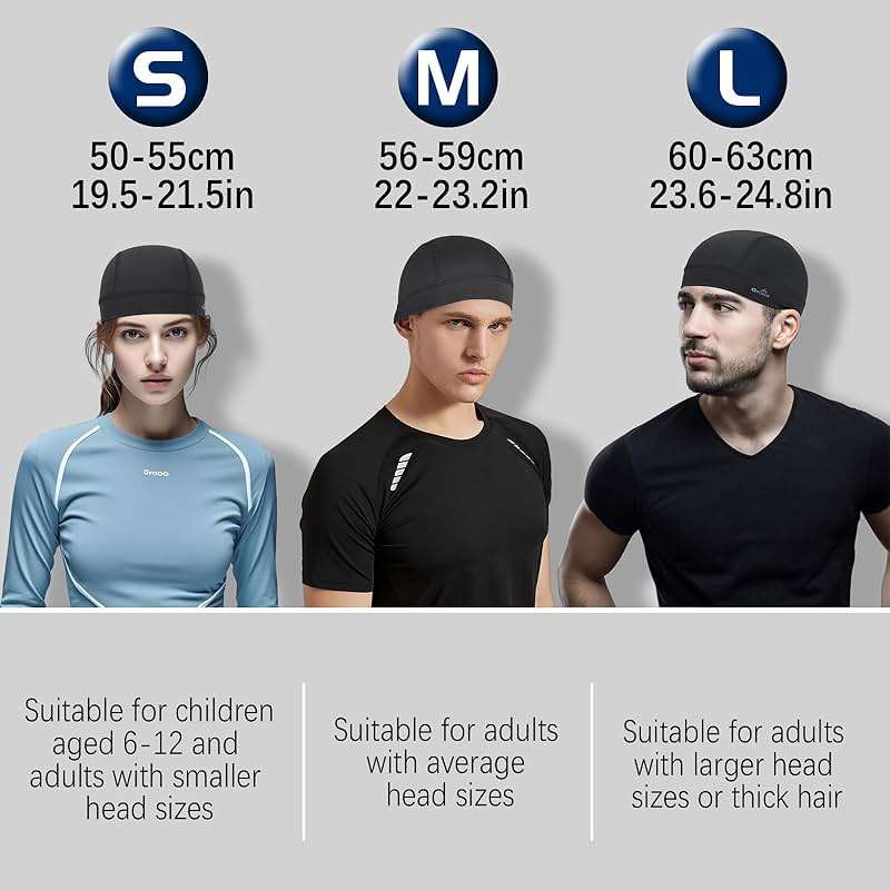GXCROR Cooling Skull Cap Helmet Liner for Men Women, Moisture Wicking Cycling Cap - Image 6