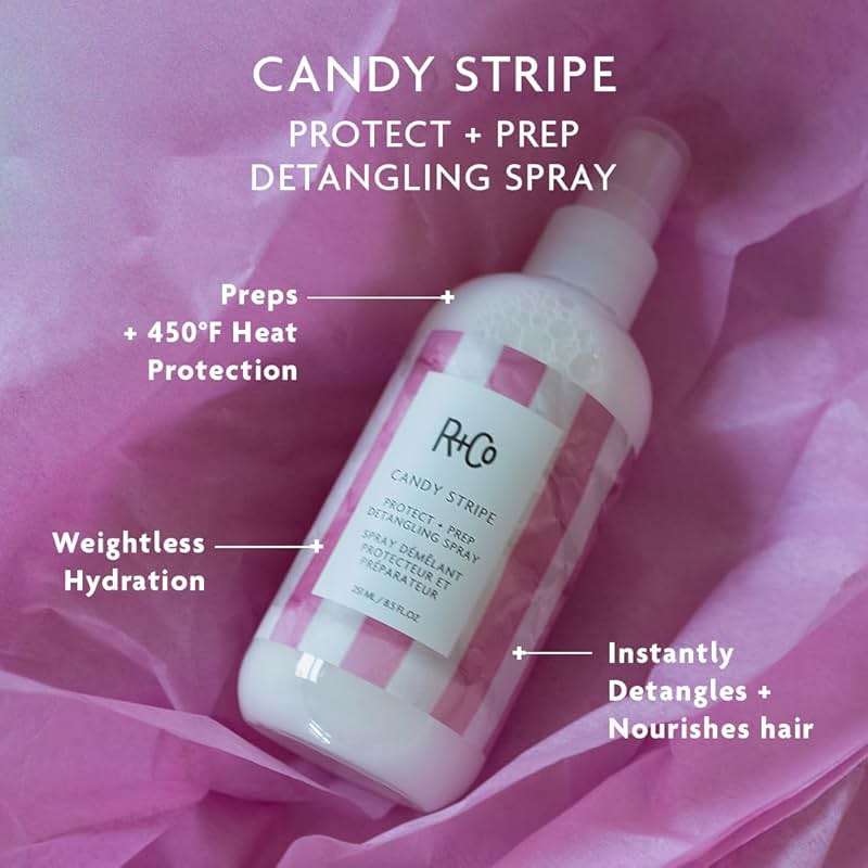 R+Co Candy Stripe Protect + Prep Detangling Spray | Instantly Detangles, Nourishes Hair, Prevents Breakage | Vegan + Cruelty-Free | 8.5 Fl Oz - Image 3