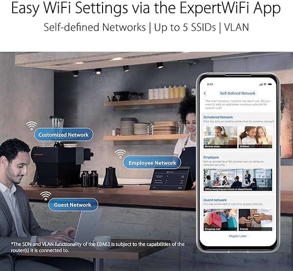 ASUS ExpertWiFi EBA63 AX3000 Dual-Band WiFi 6 (802.11ax) PoE Access Point, Support up to 5 SSIDs and VLAN, Self-Defined Network, Support PoE & PoE+, Easy Management app, AiMesh Compatible - Image 4