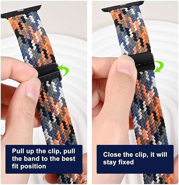 OMECKY Magnetic Braided Loop Band Compatible with Apple Watch Series 11 10 42mm 9 8 7 6 5 4 40mm 41mm for Women Men, Stretchy Nylon Elastic Sport Strap for iWatch SE 1/2/3, Starlight - Image 2
