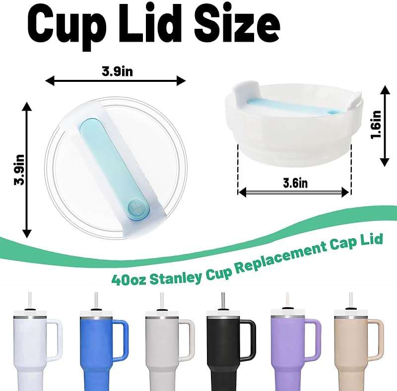 40 OZ Tumbler Lid Replacement Fit for Stanley Cup, 2 Pack Clear Replacement Lids Fit for Stanley Travel Tumbler, Spill Proof Tumbler Covers for Stanley Cup Accessories (Clear - Blue) - Image 2