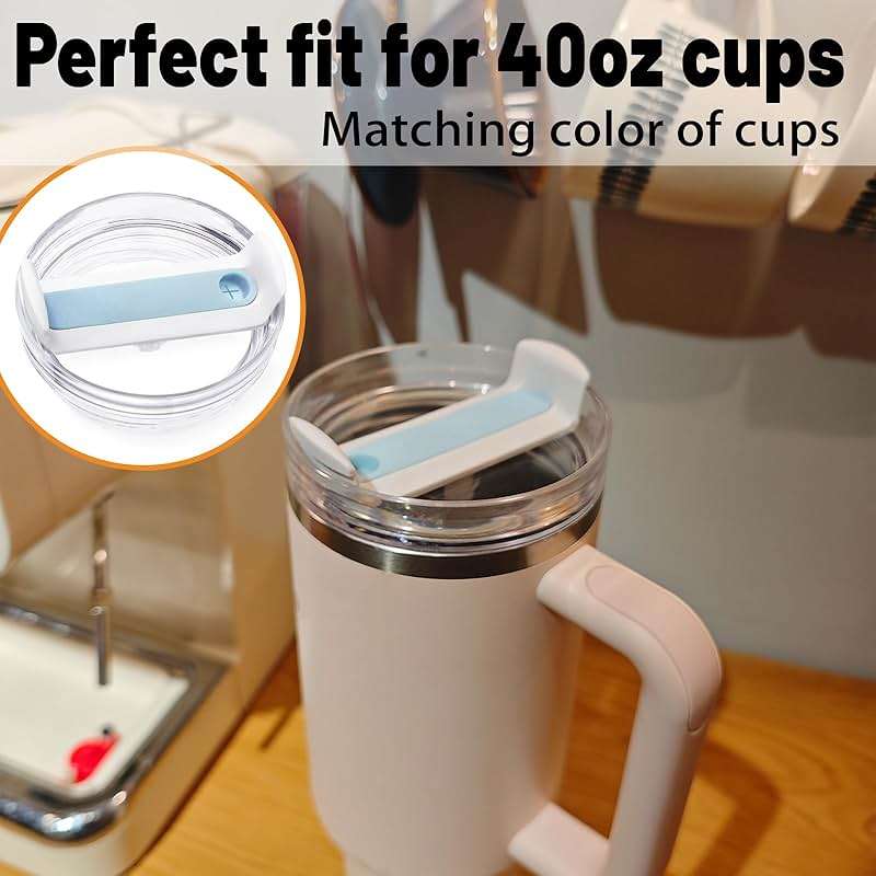 40 OZ Tumbler Lid Replacement Fit for Stanley Cup, 2 Pack Clear Replacement Lids Fit for Stanley Travel Tumbler, Spill Proof Tumbler Covers for Stanley Cup Accessories (Clear - Blue) - Image 5