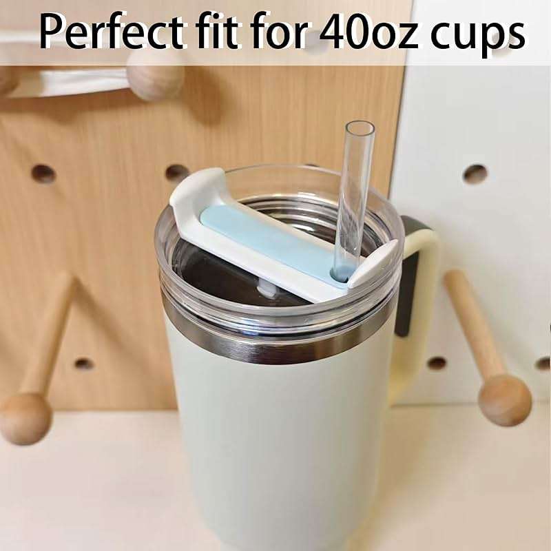 40 OZ Tumbler Lid Replacement Fit for Stanley Cup, 2 Pack Clear Replacement Lids Fit for Stanley Travel Tumbler, Spill Proof Tumbler Covers for Stanley Cup Accessories (Clear - Blue) - Image 6