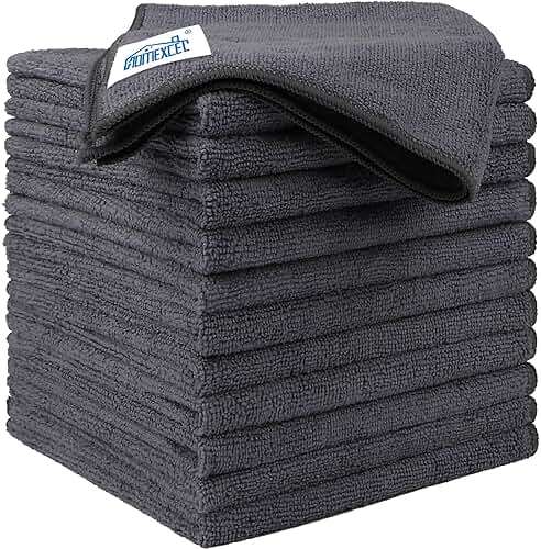HOMEXCEL Microfiber Cleaning Cloth 12 Pack, 12.5 x 12.5 inch Microfiber Towels for Cars, Ultra Absorbent Washing Cloth, Lint Free Streak Free Cleaning Rags for Car, Kitchen, and Window (Grey) - Image 1