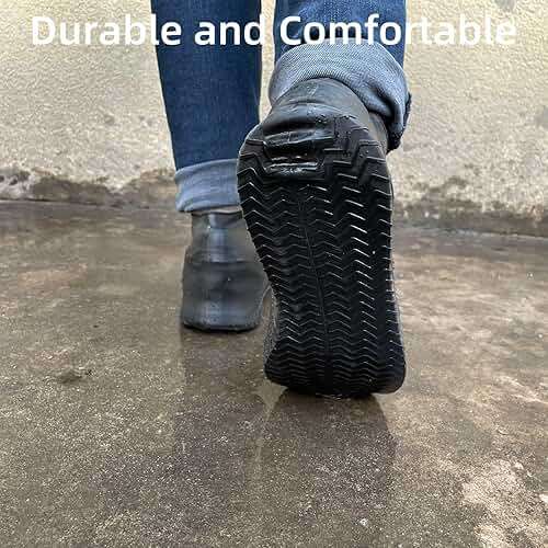 LSDWL Waterproof Shoe Covers 2 Pairs,Rain Shoe Covers Reusable Silicone Non Slip Shoe Covers for Outdoor,Rain Shoe Covers for Women and Men (Black, Large) - Image 3