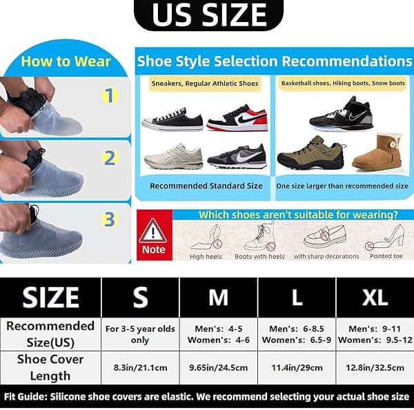 LSDWL Waterproof Shoe Covers 2 Pairs,Rain Shoe Covers Reusable Silicone Non Slip Shoe Covers for Outdoor,Rain Shoe Covers for Women and Men (Black, Large) - Image 5