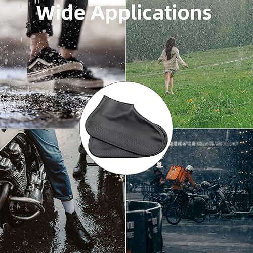 LSDWL Waterproof Shoe Covers 2 Pairs,Rain Shoe Covers Reusable Silicone Non Slip Shoe Covers for Outdoor,Rain Shoe Covers for Women and Men (Black, Large) - Image 6