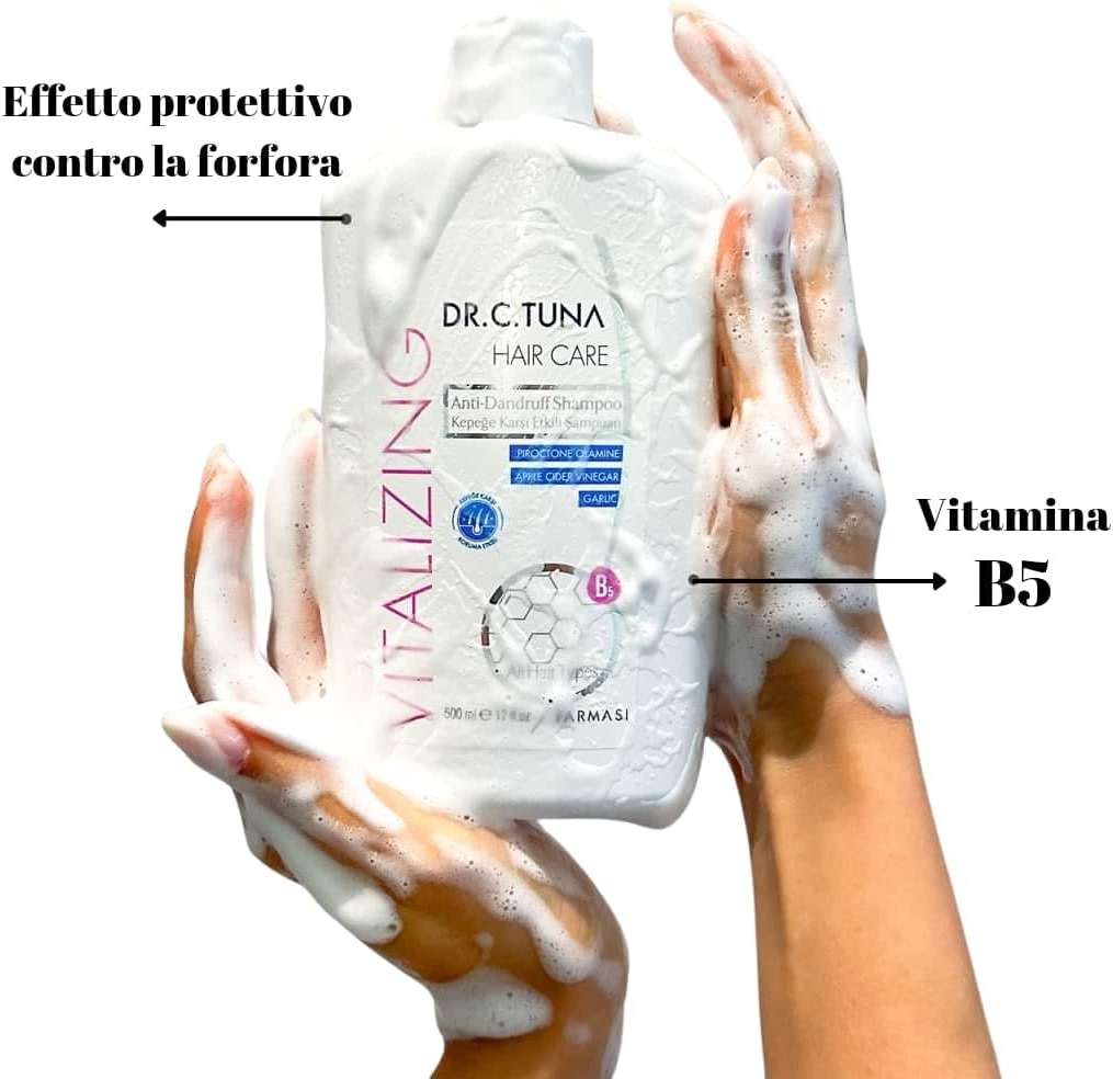 FARMASi Vitalizing Anti-Dandruff Shampoo, Apple Cider Vinegar, Garlic All Hair Types 17 fl.oz / 500ml - Image 3