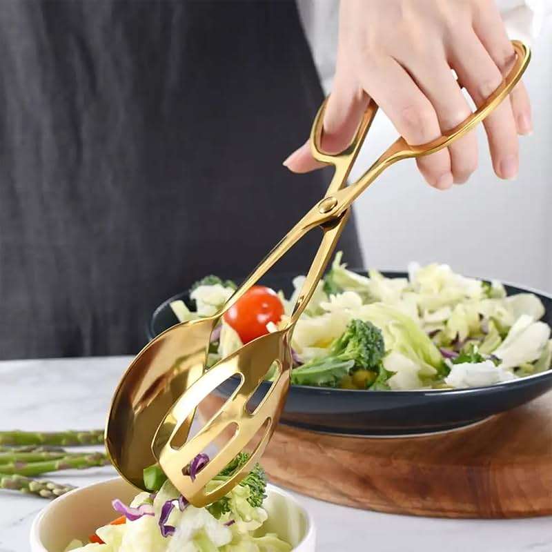 2 Pack Gold Serving Tongs Buffet for Kitchen Cooking 10 Inch Stainless Steel Salad Tongs Serving Utensils for Wedding Party Catering (Gold) - Image 2