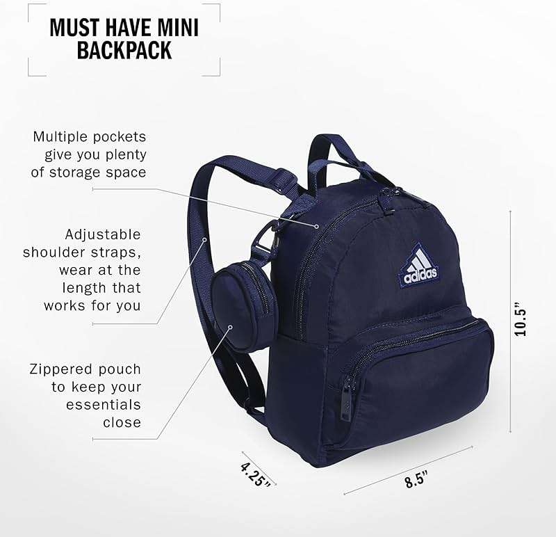 adidas Mini Backpack for Women – Small Bag for Travel, Gym, Festival & More - Image 3