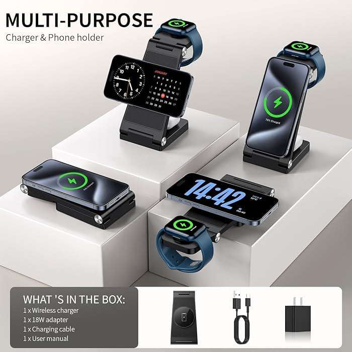 2026 Traveling Wireless Mag-Safe Fast Charging Station,Magnetic 3 in 1 Charger with Light for iPhone 17 16 15 14 13 12 Pro Max Plus,Apple Watch Series & Air pods 4 3 2 Pro-Gifts for Wife & Husband - Image 2